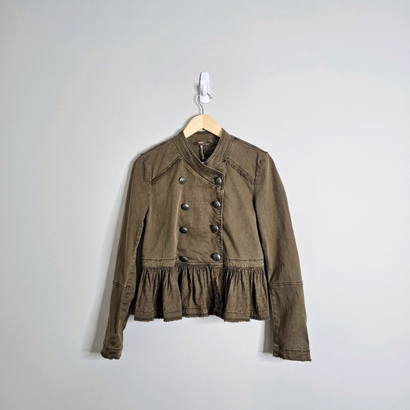 Free People Olive Green Military Bomber Jacket Size XS - Picture 4 of 10